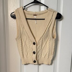 Free People Cream Textured Knit Vest